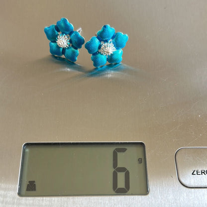 Pure Silver Enamel Blue Flowers 6g (Pack of 2) - PUSHMYCART