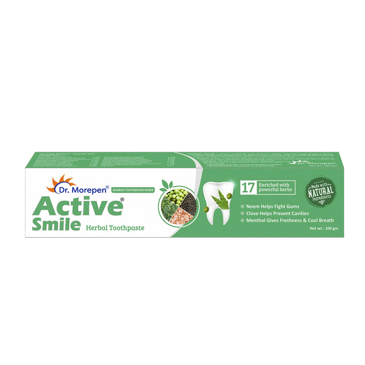 Dr. Morepen Active Smile Herbal Toothpaste with Neem | Clove And Menthol