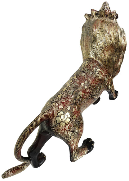 Brass Showpiece Roar Lion Statue 13kg
