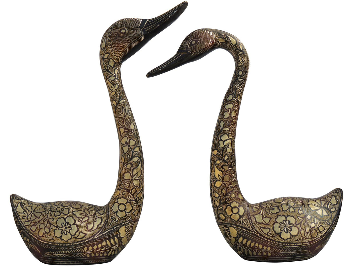 Brass Showpiece Duck Pair Statue 3.16kg