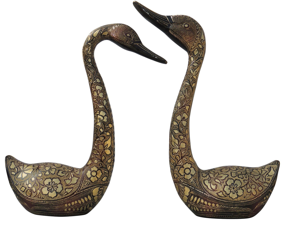 Brass Showpiece Duck Pair Statue 3.16kg
