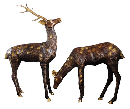 Brass Showpiece Big Deer Pair Statue 23.68kg