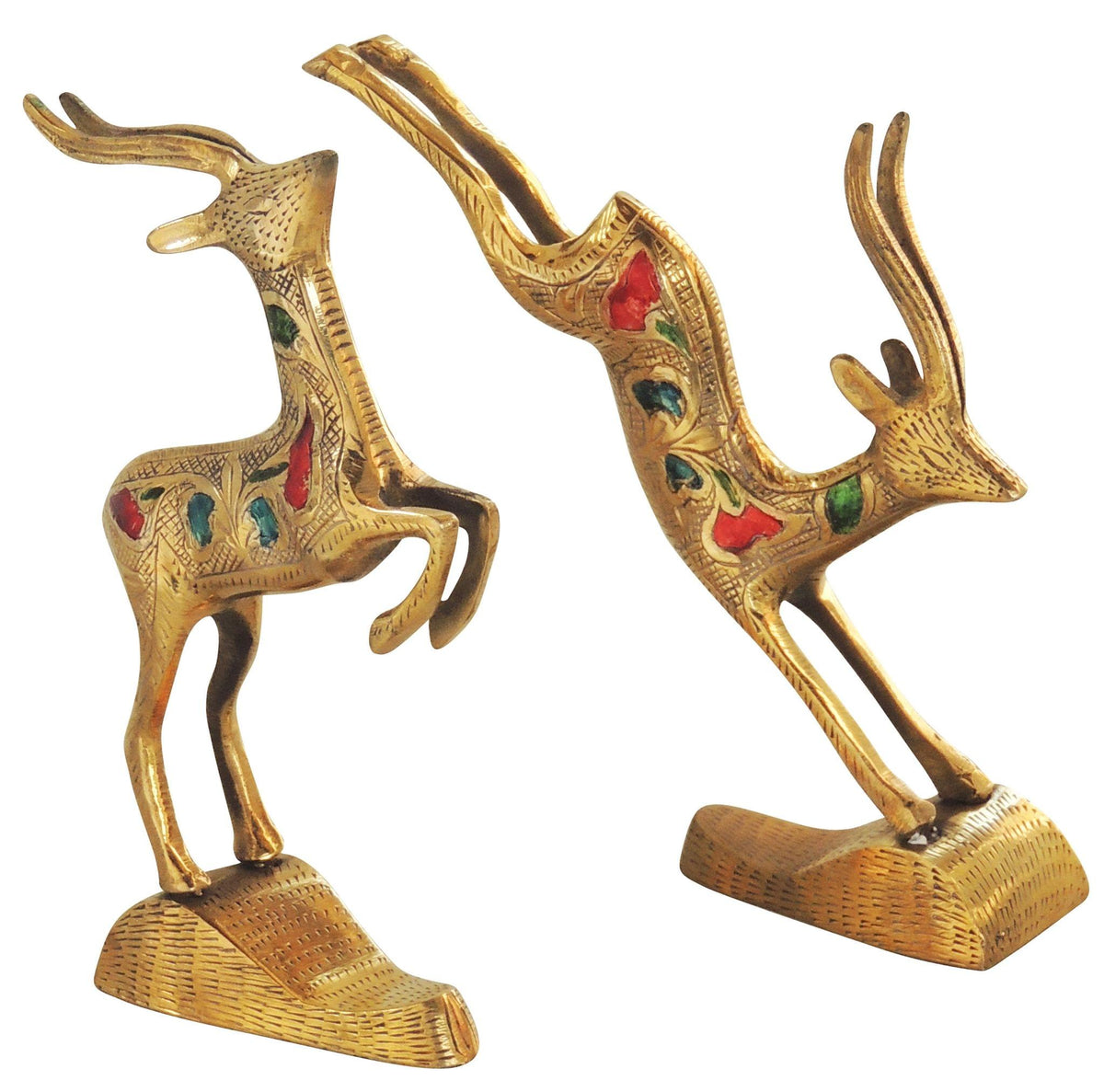 Brass Showpiece Running Deer Statue 0.4kg