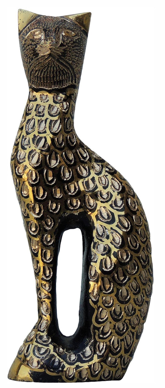 Brass Showpiece Cat Statue 0.424kg