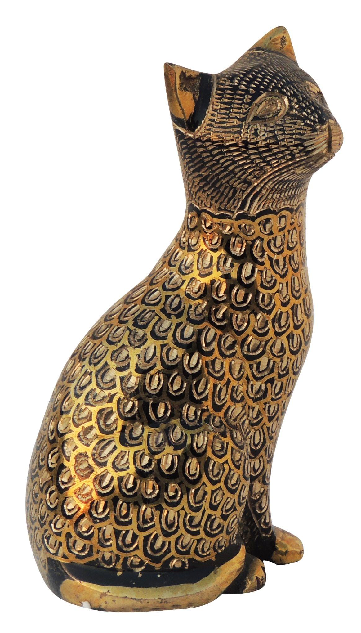 Brass Table Decor Showpiece Cat Statue 0.68kg