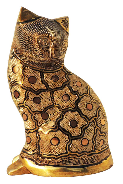Brass Table Decor Showpiece Cat Statue 0.79kg
