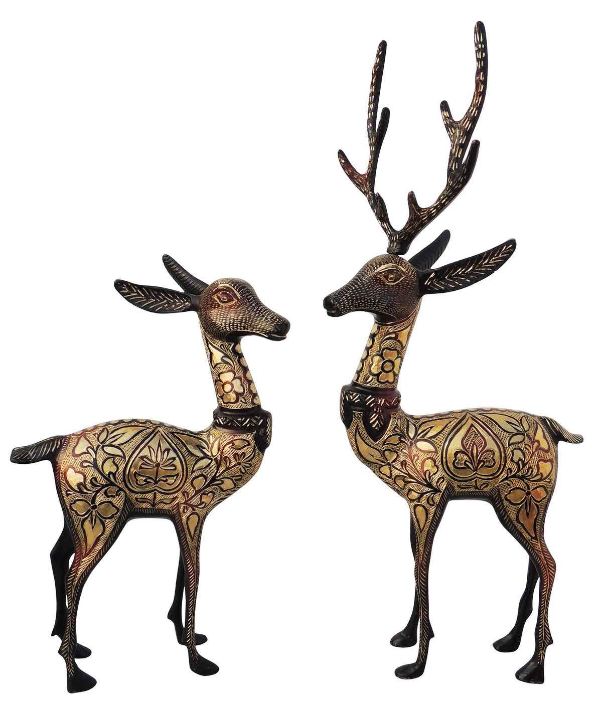 Brass Showpiece Deer Pair Statue 2.72kg