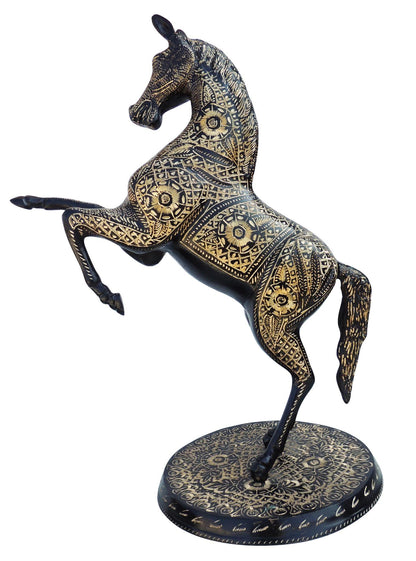 Brass Showpiece Jumping Horse Statue 6.9kg