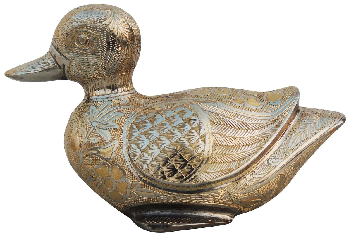 Brass Showpiece Sitting Duck Statue 1.74kg