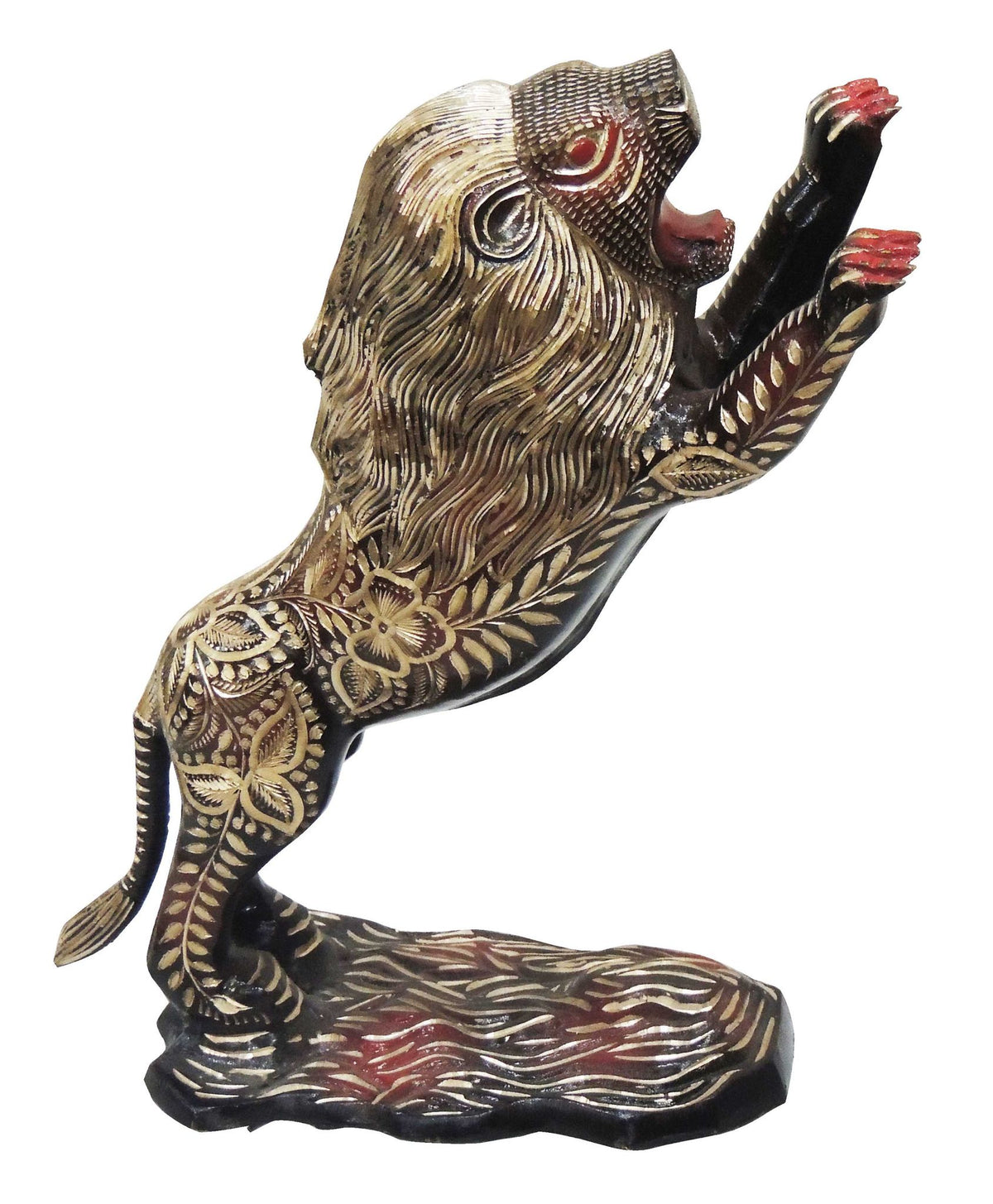 Brass Showpiece Jumping Lion Statue 3.03kg