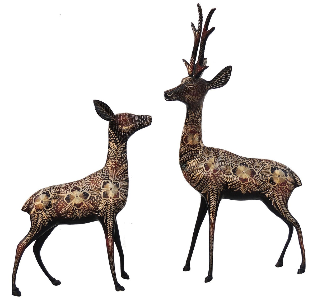 Brass Showpiece Deer Pair Statue 2.52kg