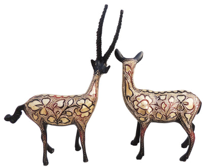 Brass Showpiece Deer Pair Statue 0.62kg