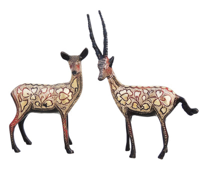 Brass Showpiece Deer Pair Statue 0.62kg