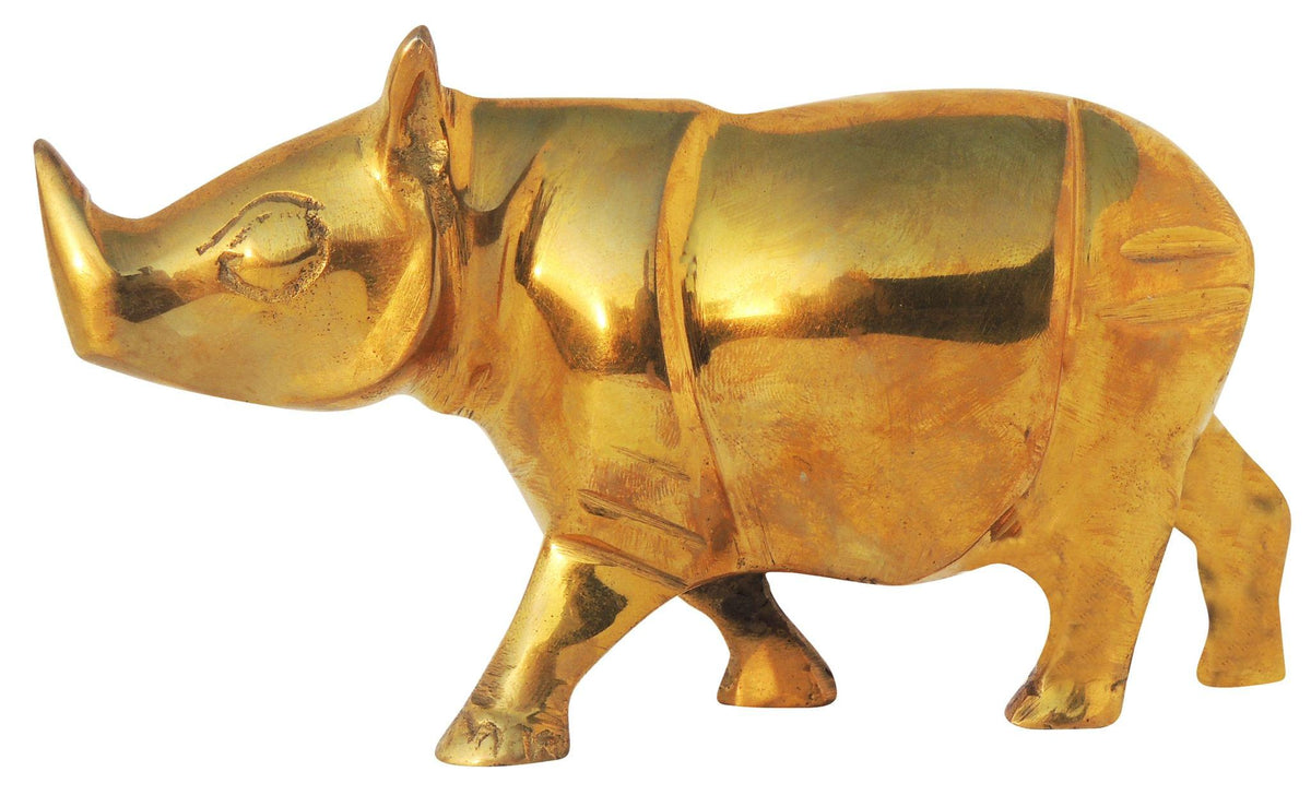 Brass Table Decor Showpiece Rhino, Ganda Statue 0.511kg