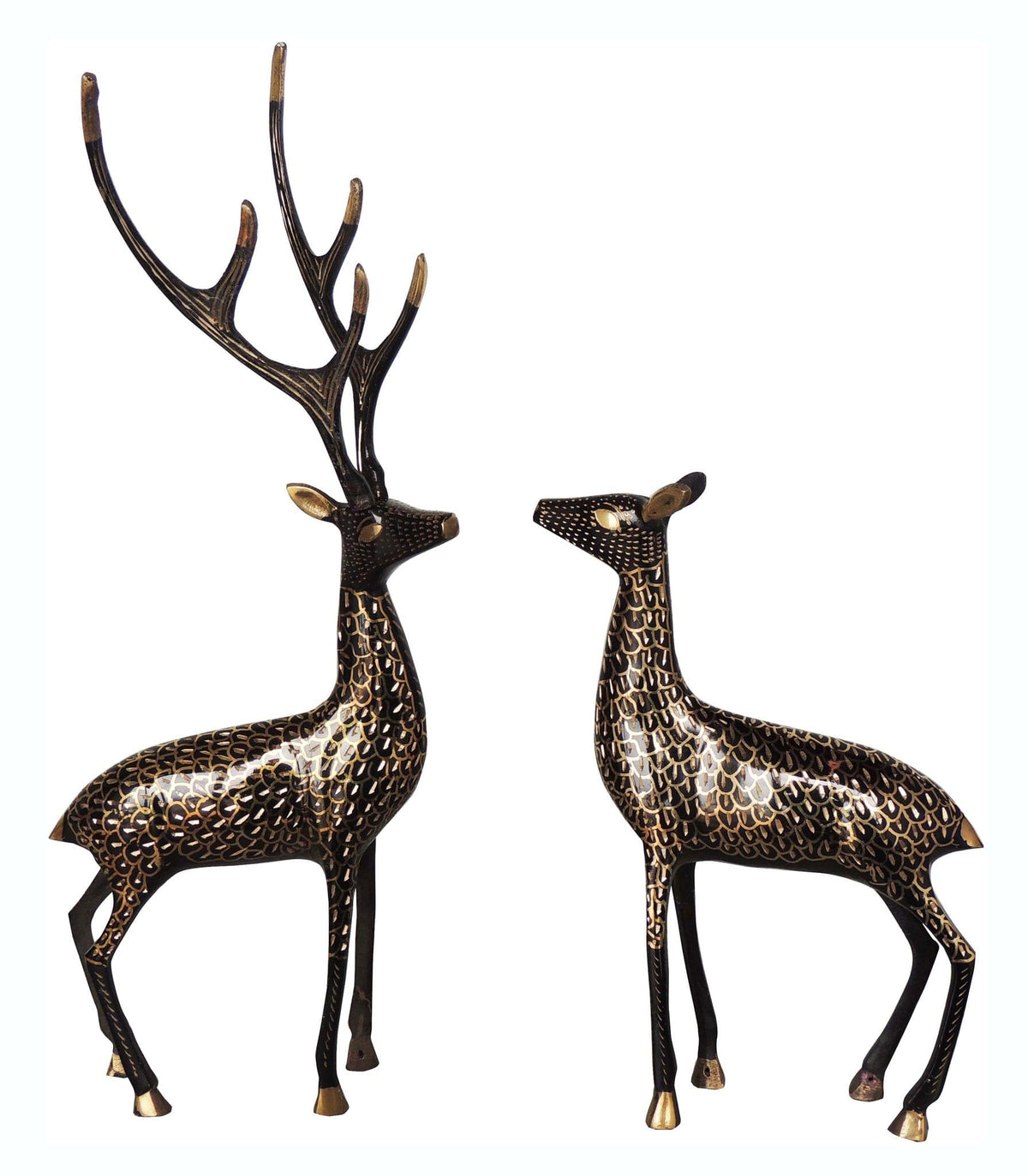 Brass Showpiece Deer Pair Statue 1.7kg