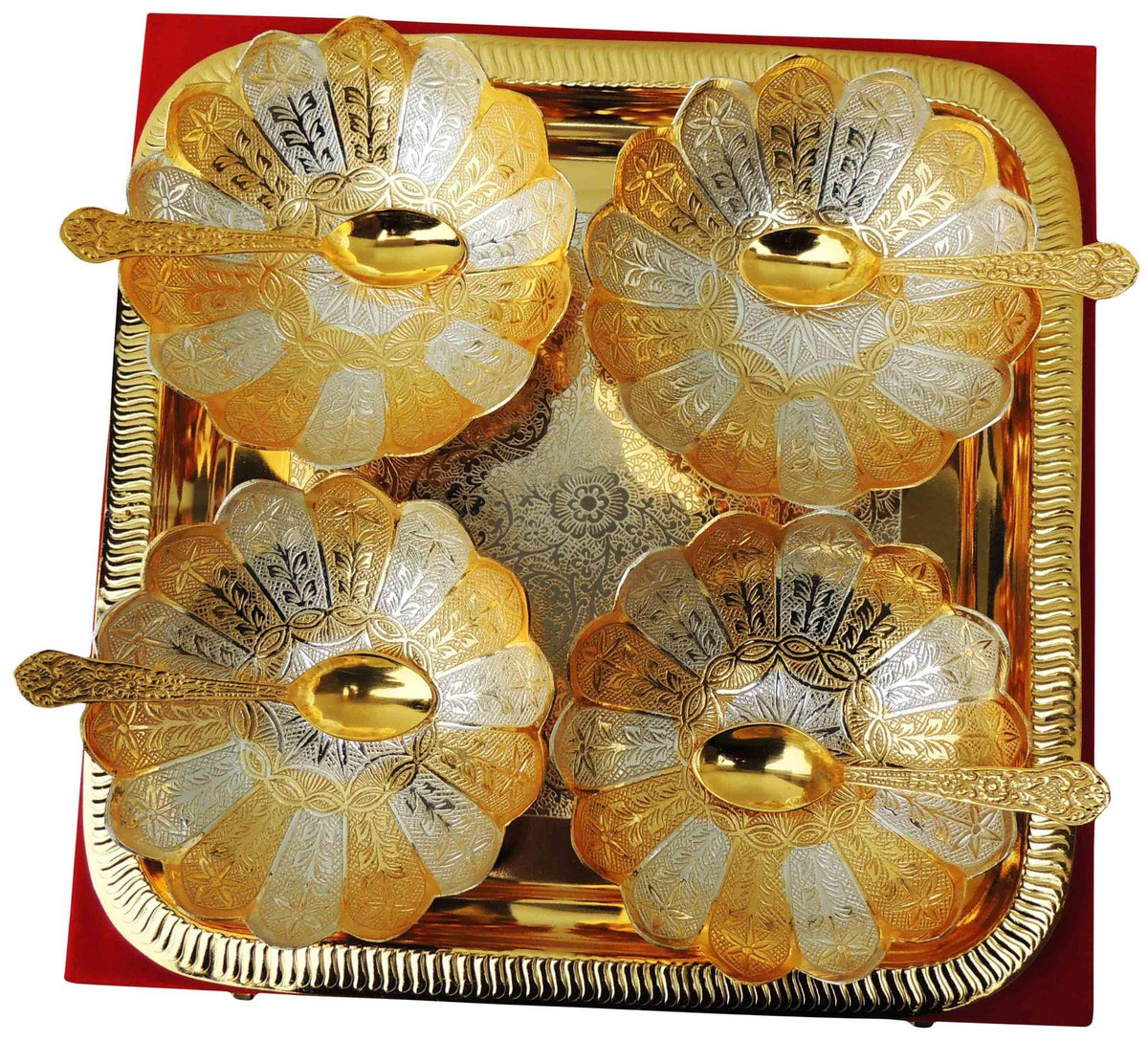 Brass 9 Pc Bowl Kamal Set 2 tone 0.116kg