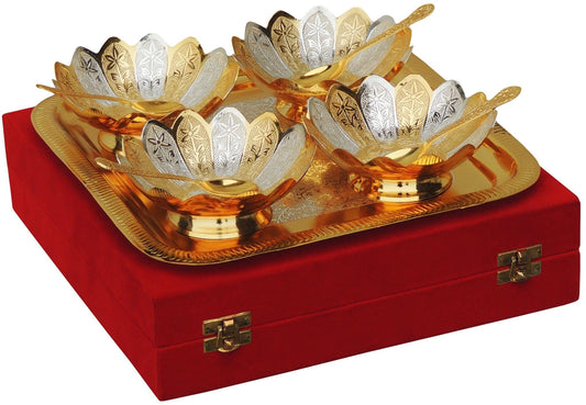 Brass 9 Pc Bowl Kamal Set 2 tone 0.116kg