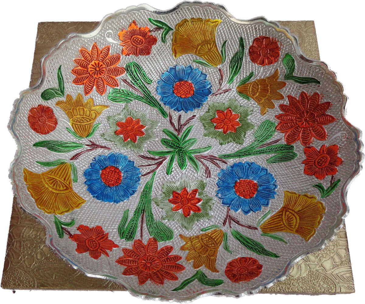 Brass Decorative Colored Bowl with Plate 0.484kg