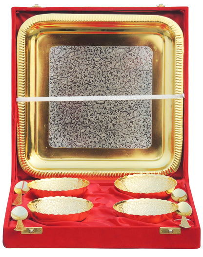 Brass 3 Pcs Decoratice Bowl Set With Velvet Box 1.36kg