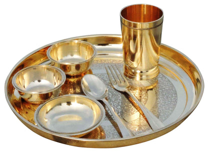 Pure Brass Thali Set 7 Pcs 0.55kg