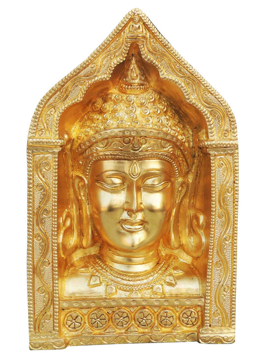 Brass Buddha face with frame Statue 3.33kg