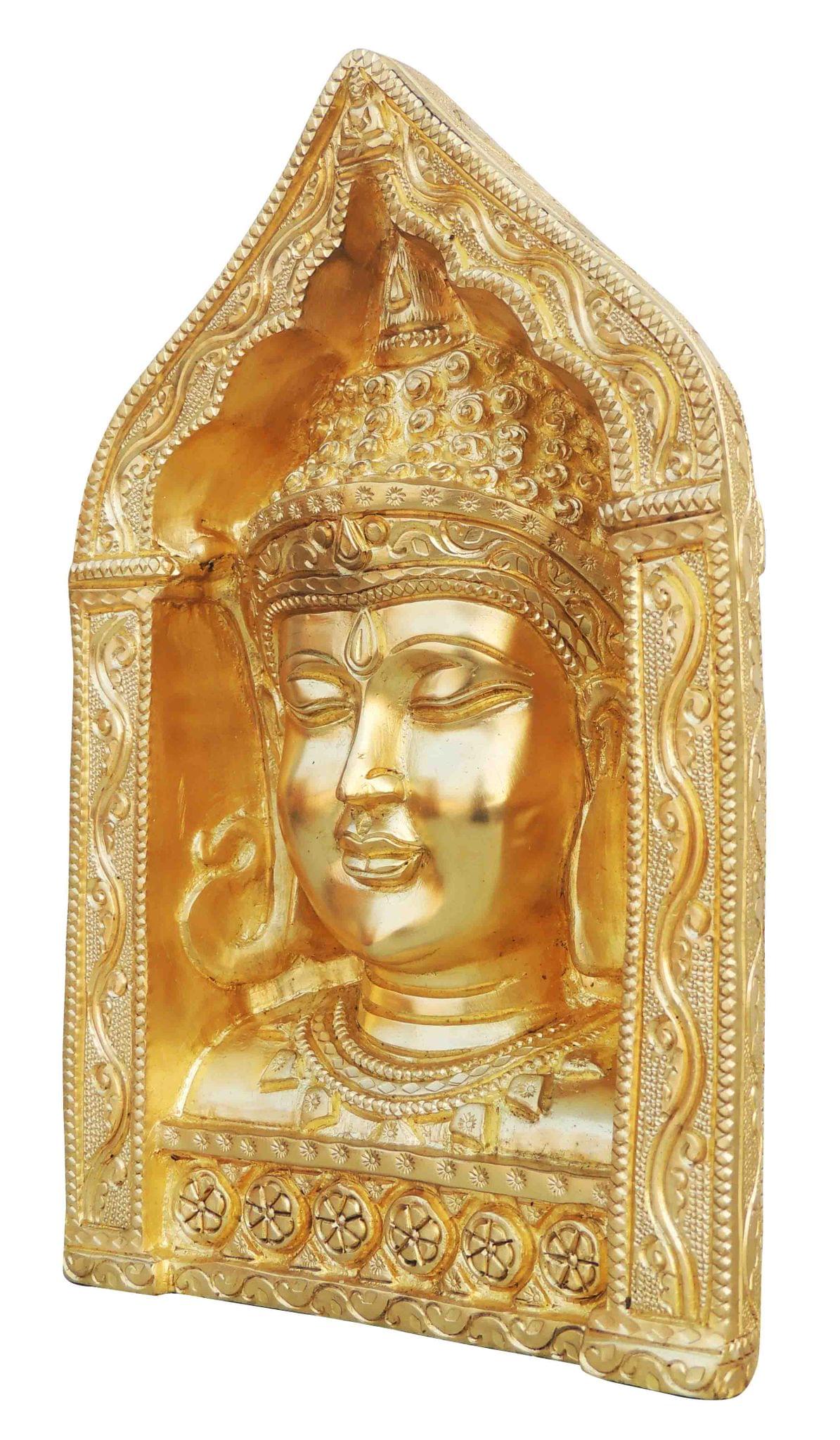 Brass Buddha face with frame Statue 3.33kg