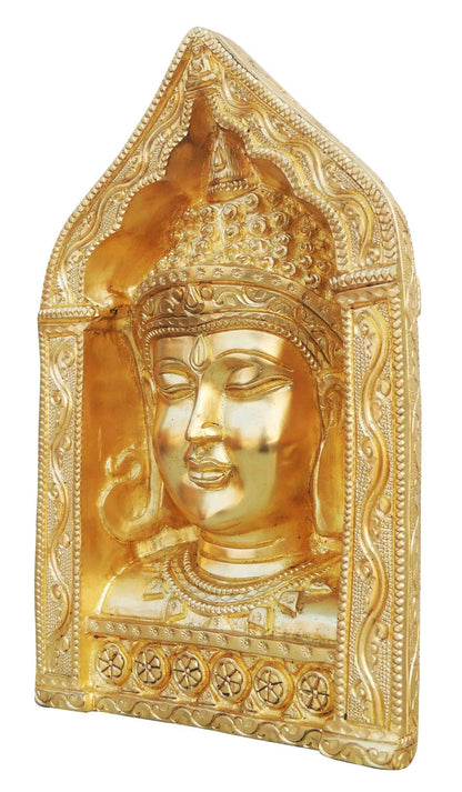 Brass Buddha face with frame Statue 3.33kg