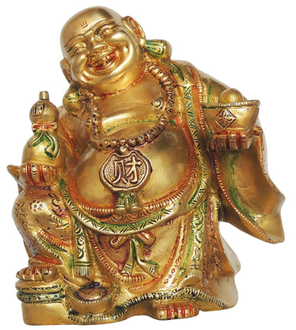 Brass Laughing Budha Big God Idol Statue 5.44kg