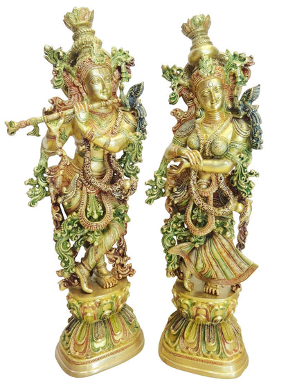 Brass Radha Krishna Pair God Idol Statue 31.4kg