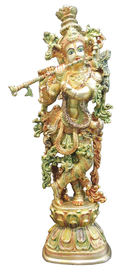 Brass Krishna God Idol Statue 15.4kg