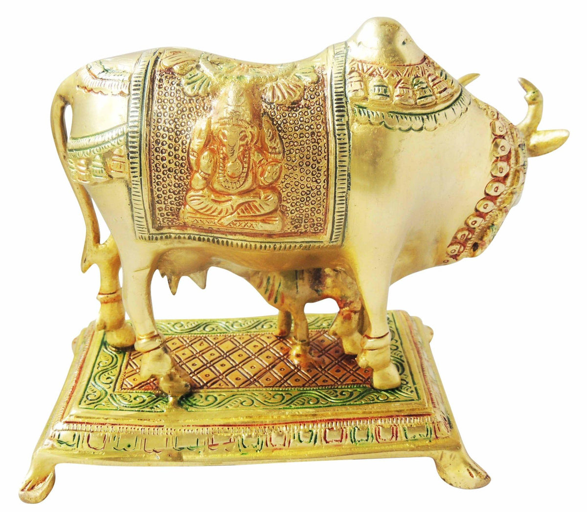 Brass Cow With Calf Statue 2.98kg