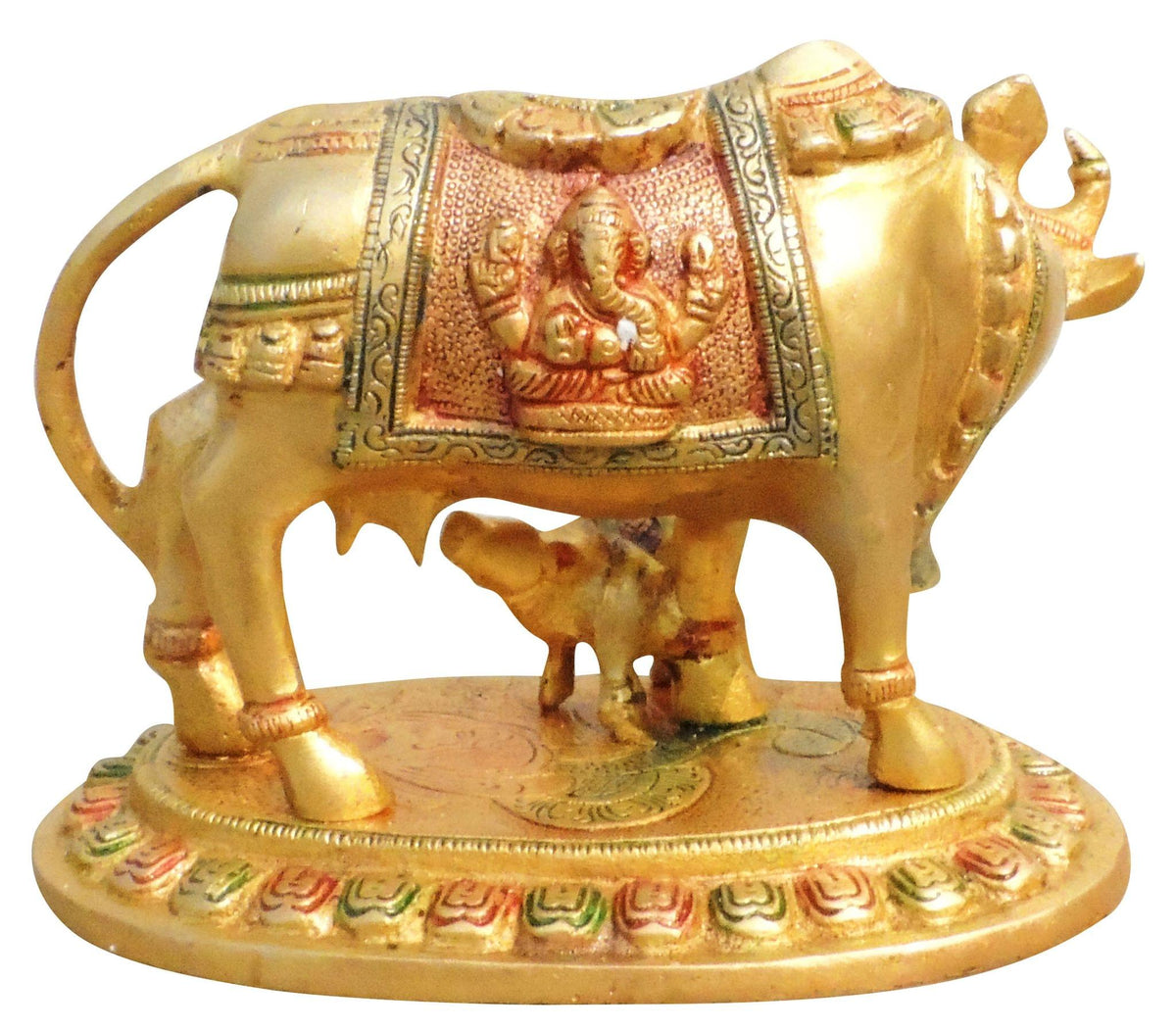 Brass Cow With Calf Statue 2.28kg