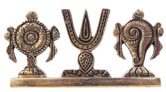 Brass Shankh Chakra Namah God Statue 0.14kg
