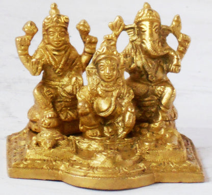 Brass Ganesh Laxmi Kuber Ji Maharaj Statue 0.34kg