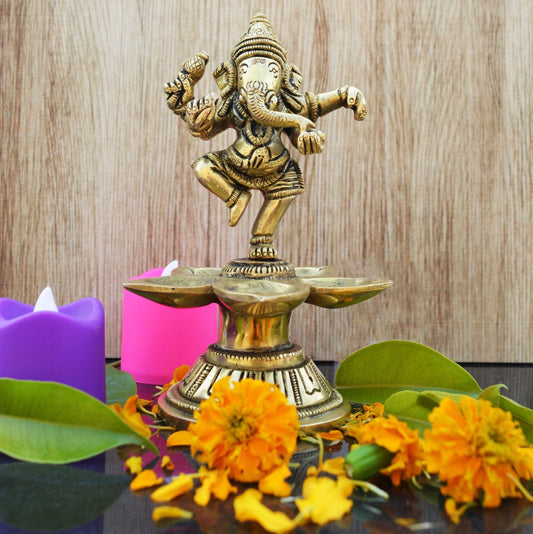 Brass Ganesha Oil Lamp Deepak 0.62kg