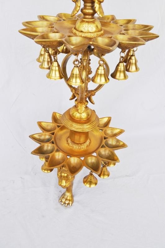 Brass Peacock Shape 3 Floor Oil Lamp 27kg