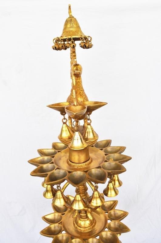 Brass Peacock Shape 3 Floor Oil Lamp 27kg