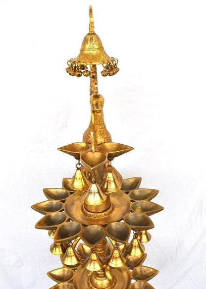 Brass Peacock Shape 3 Floor Oil Lamp 27kg