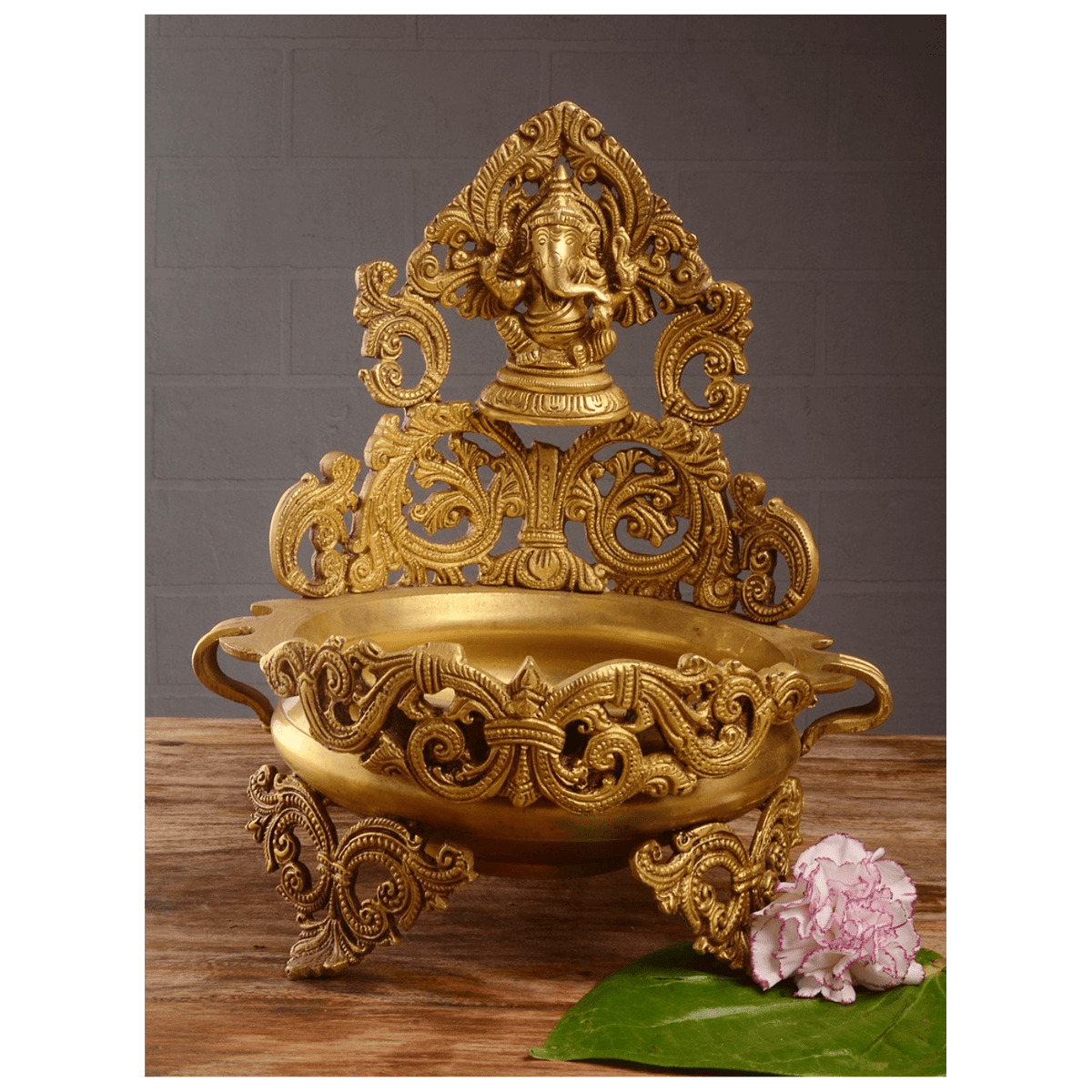 Brass Floating Candle Pot with Ganesha Urli 2.75kg