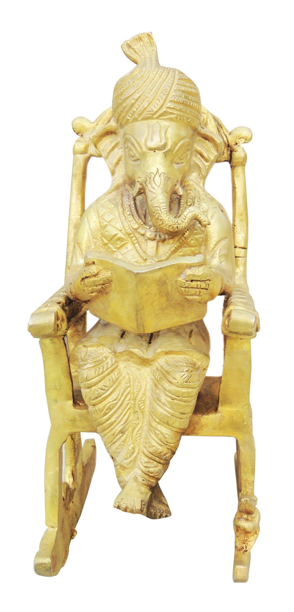 Brass Chair Ganesh Statue 3.44kg