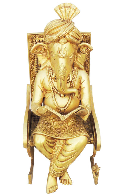 Brass Chair Ganesh Statue 12.74kg