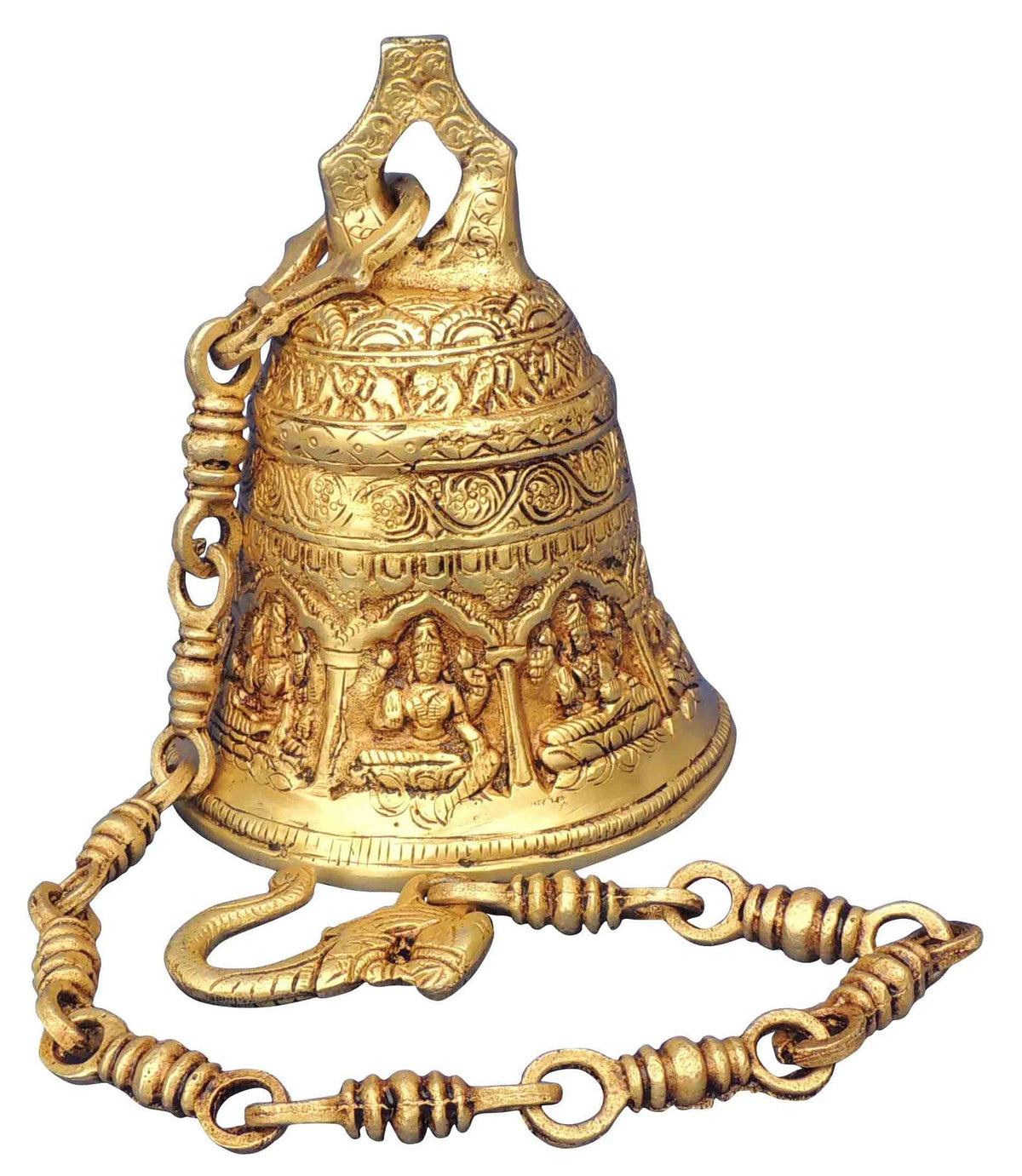 Brass Bell With Chain God Idol Statue 3.16kg