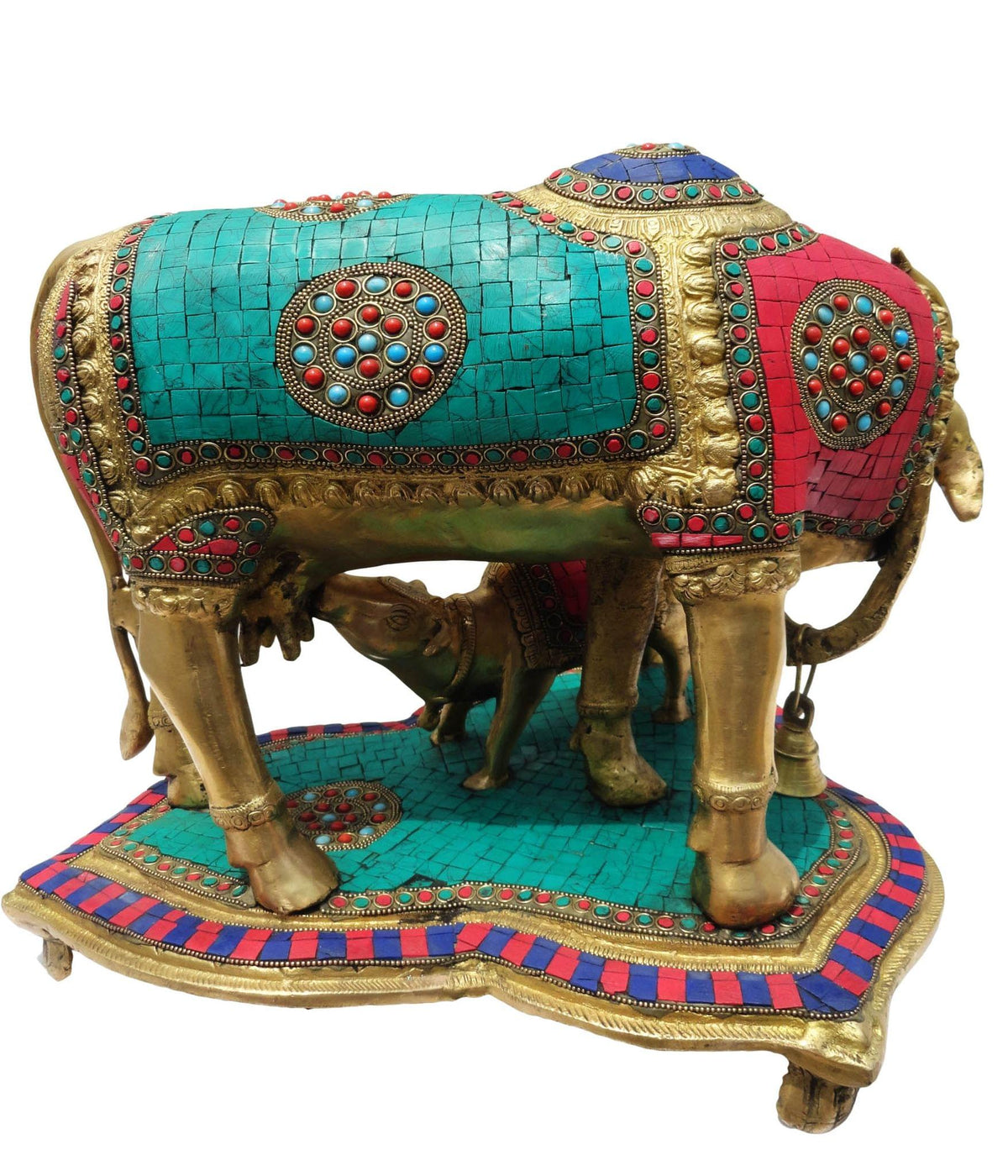 Brass Gaye Bachadha Stone Big Statue 18.714Kg
