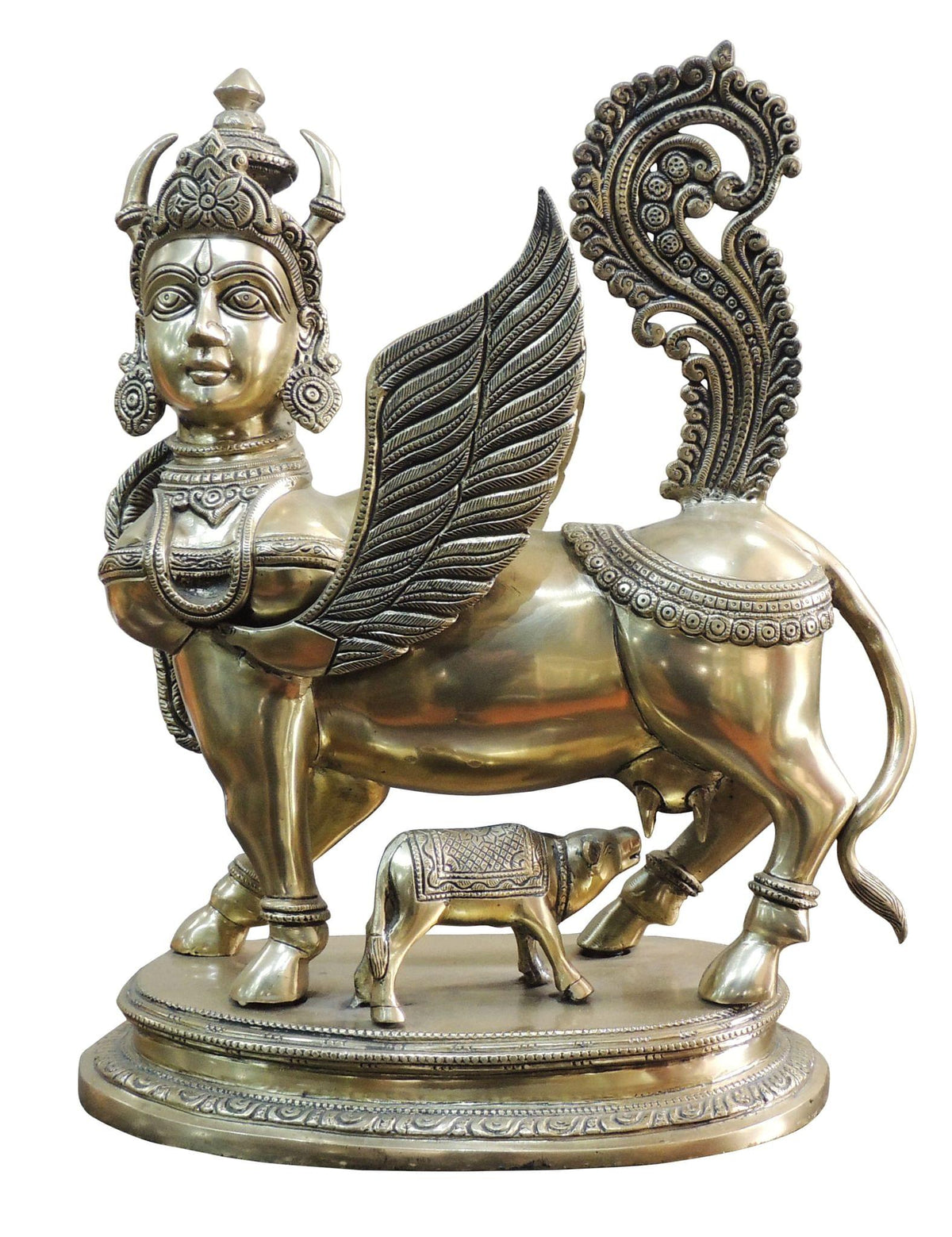 Brass Kamdhenu Cow Statue 14.5Kg