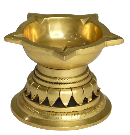 Brass Panchmukhi Stand Deepak Oil Lamp 0.4Kg
