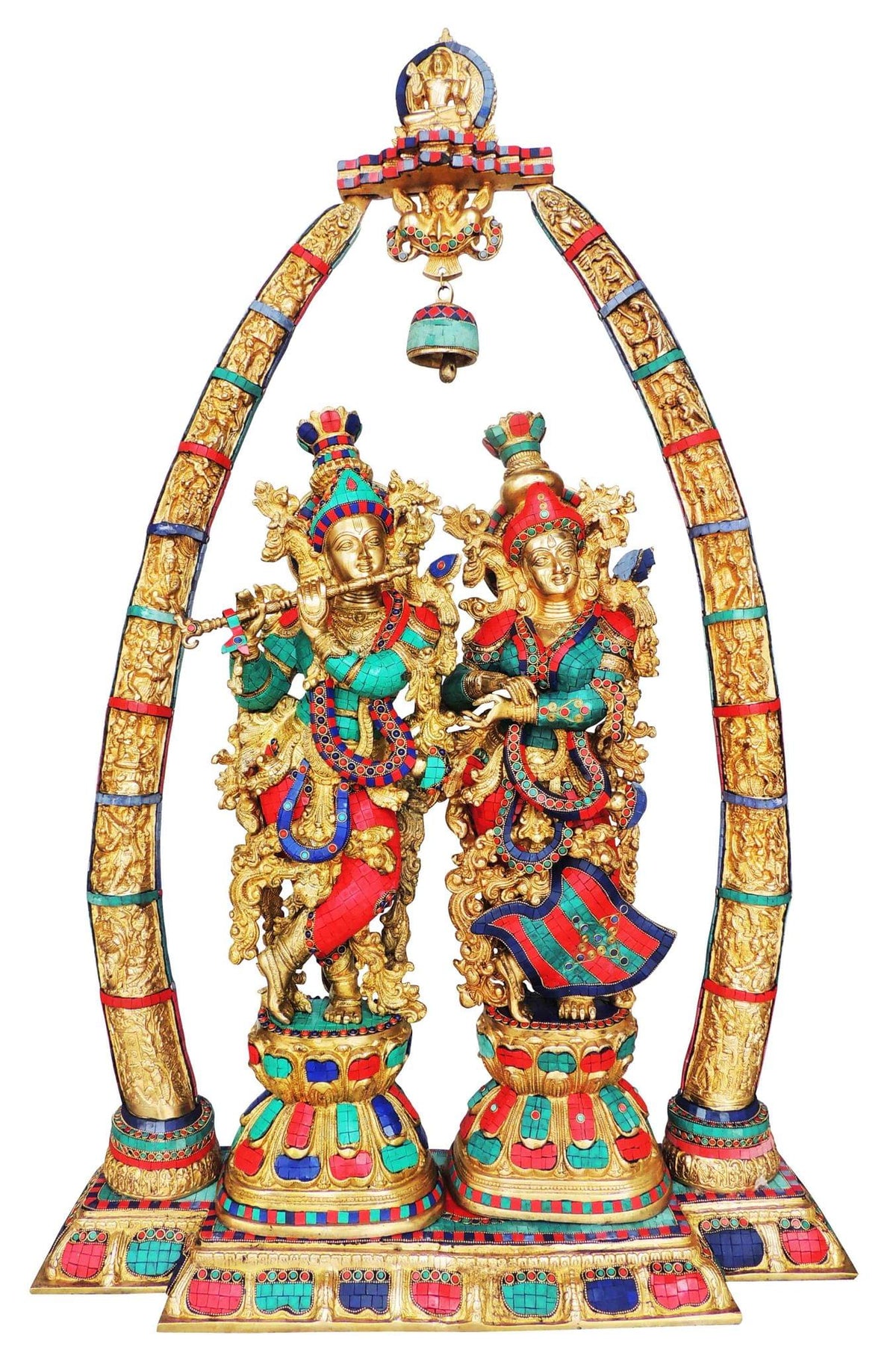 Brass Radha Krishna Darbar Stone Work 63Kg