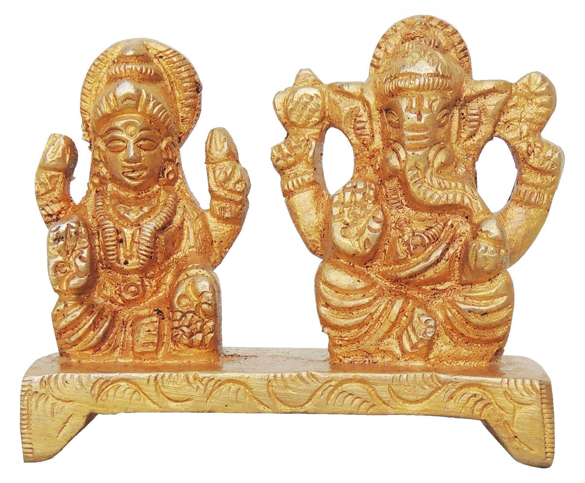 Brass Laxmi Ganesh One Base God Statue 0.175Kg
