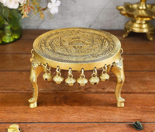 Brass Round Shape Chowki For God Idol1.3Kg