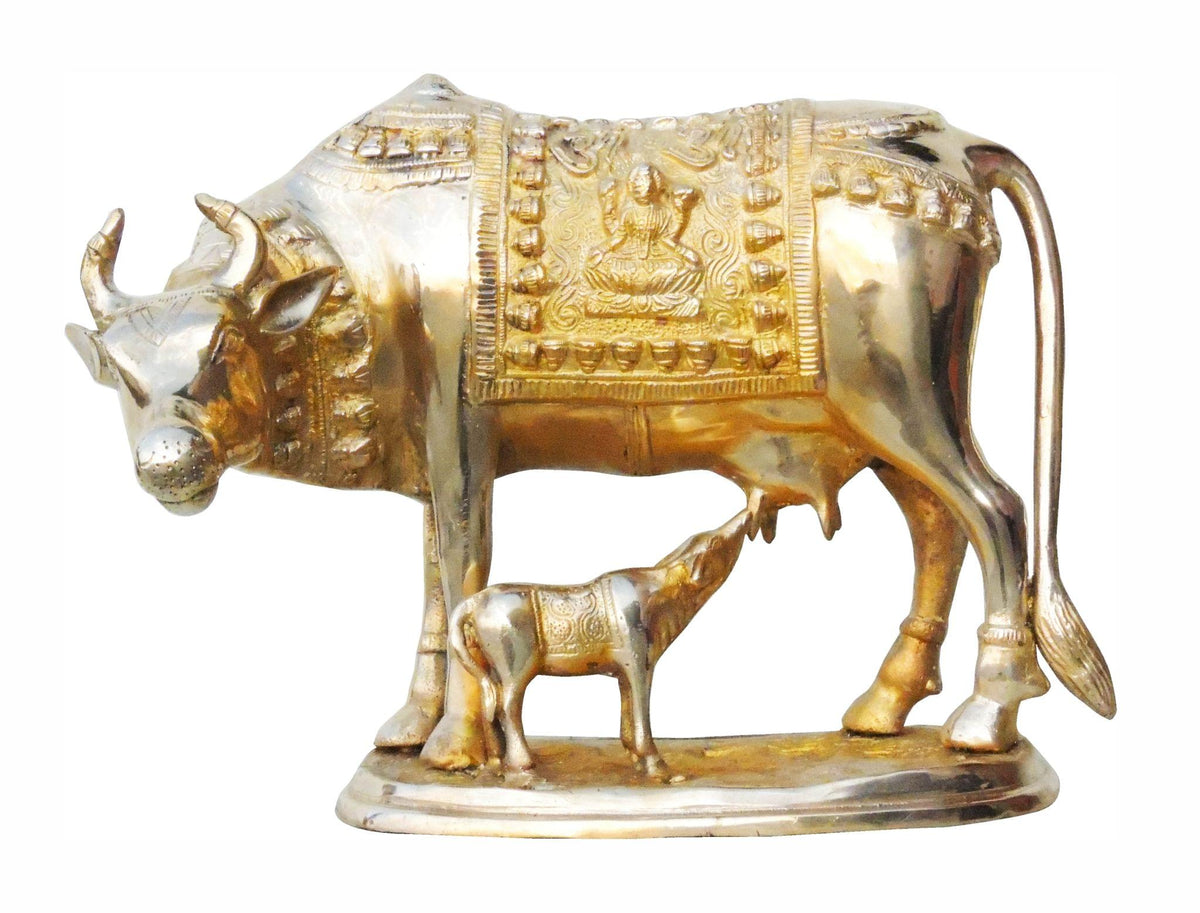 Brass Cow With Calf Statue 8.12Kg