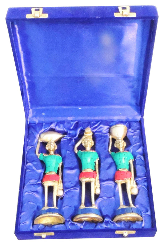 Brass Rajasthani Musical Statue Set Of 3 Pcs 1.28Kg